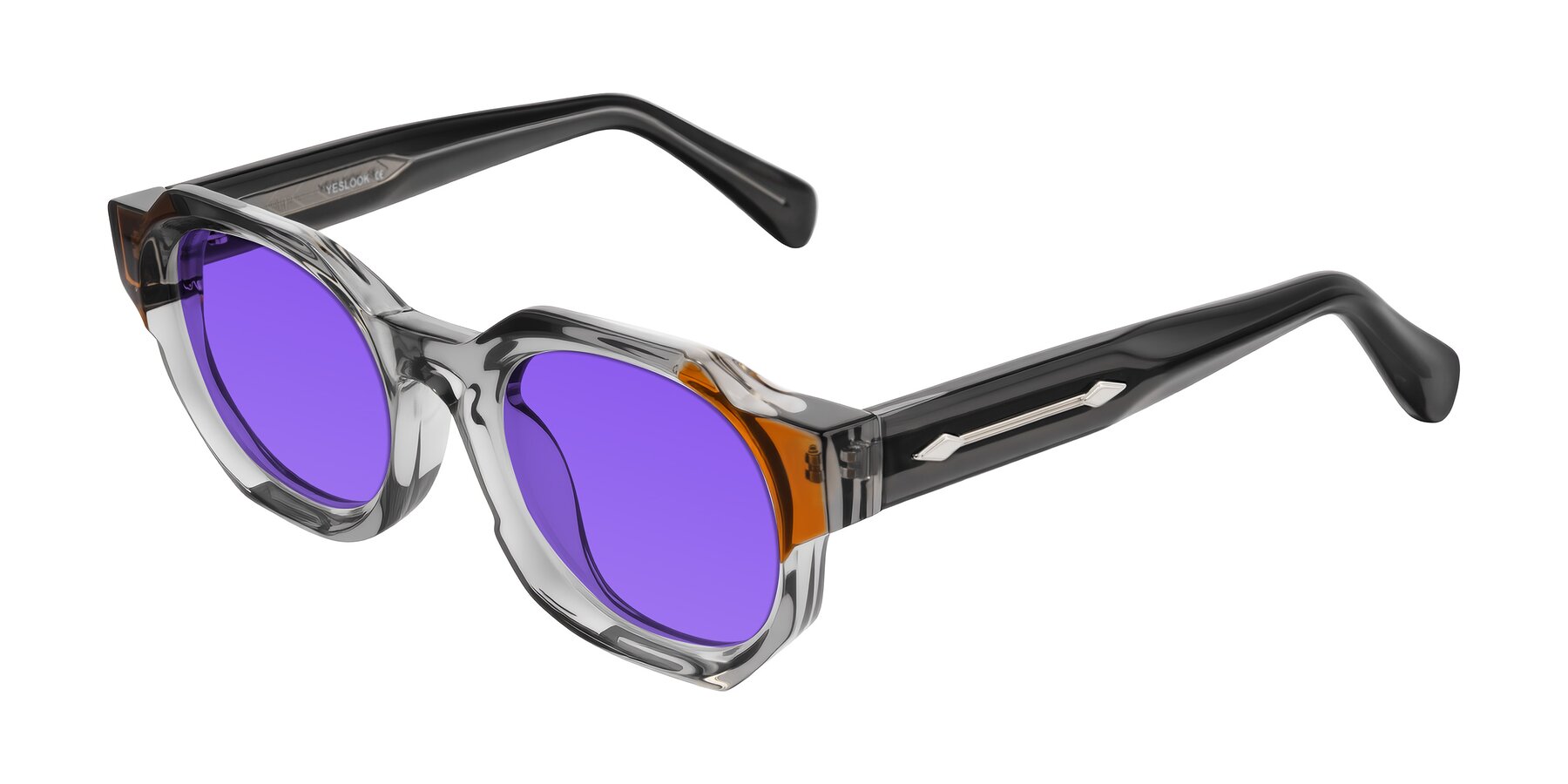Angle of Poole in Transparent Gray with Purple Tinted Lenses