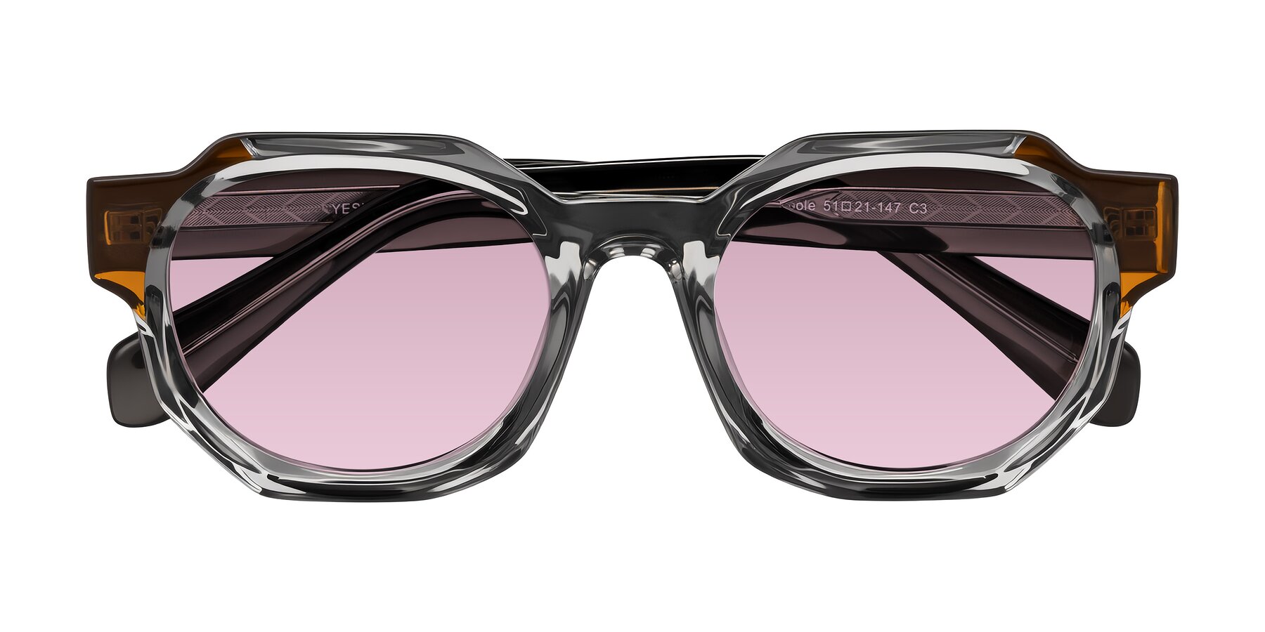 Folded Front of Poole in Transparent Gray with Light Wine Tinted Lenses