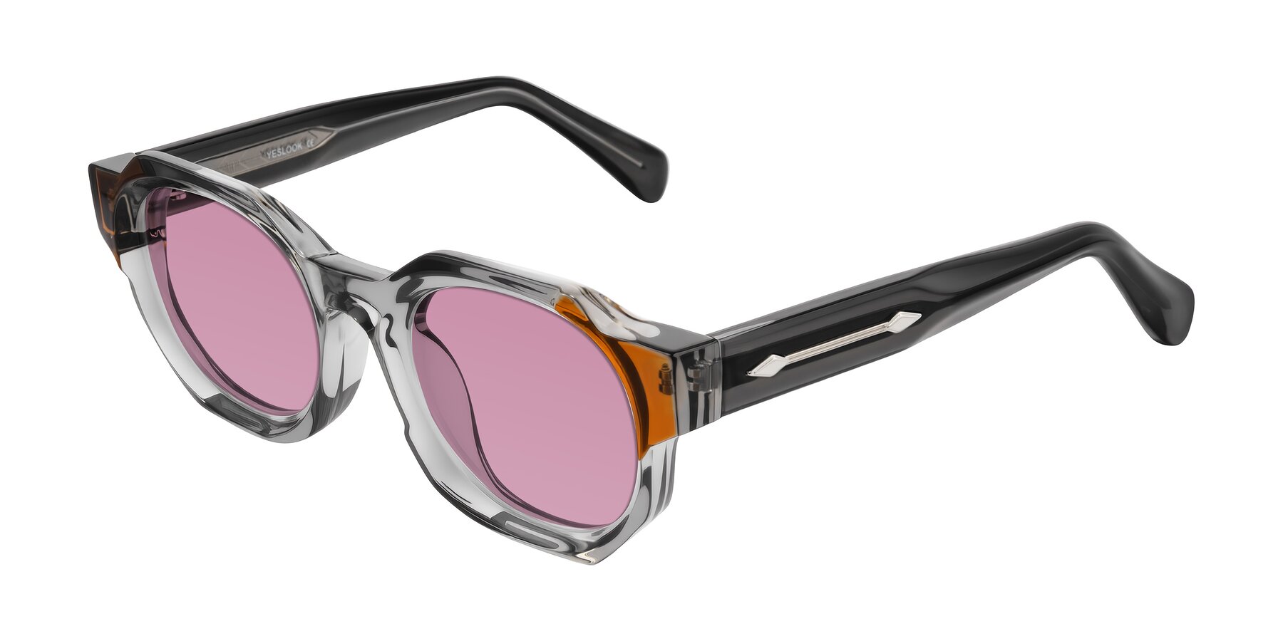 Angle of Poole in Transparent Gray with Medium Wine Tinted Lenses