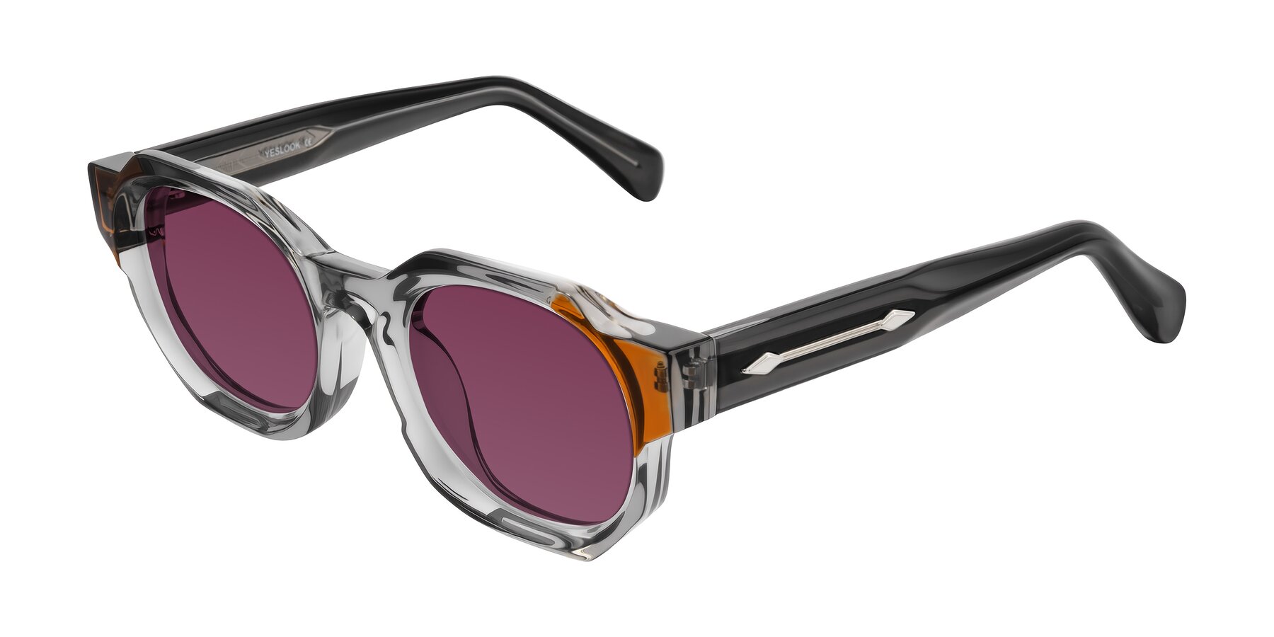 Angle of Poole in Transparent Gray with Wine Tinted Lenses