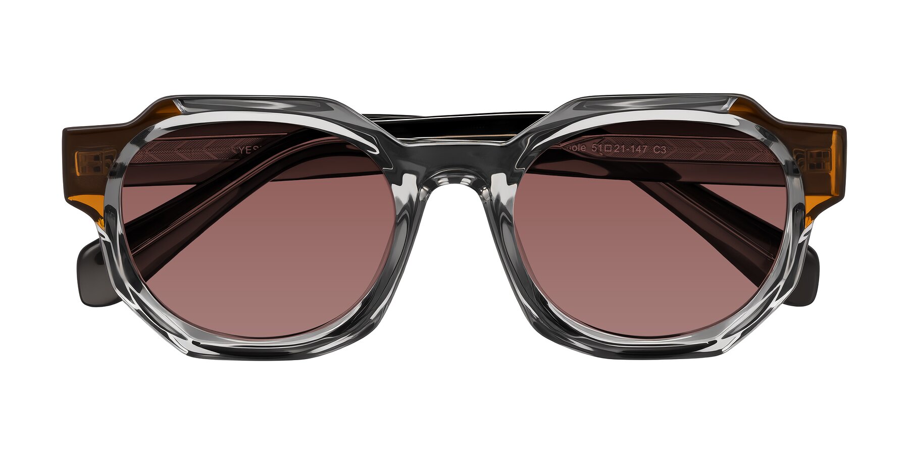 Folded Front of Poole in Transparent Gray with Garnet Tinted Lenses