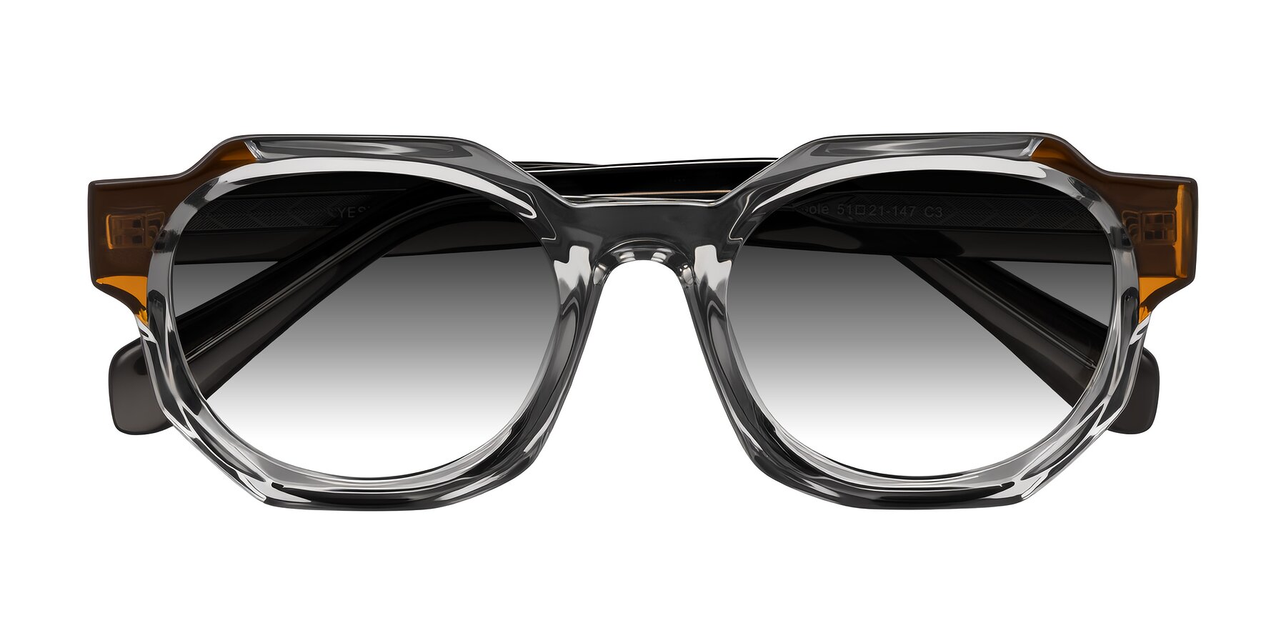 Folded Front of Poole in Transparent Gray with Gray Gradient Lenses