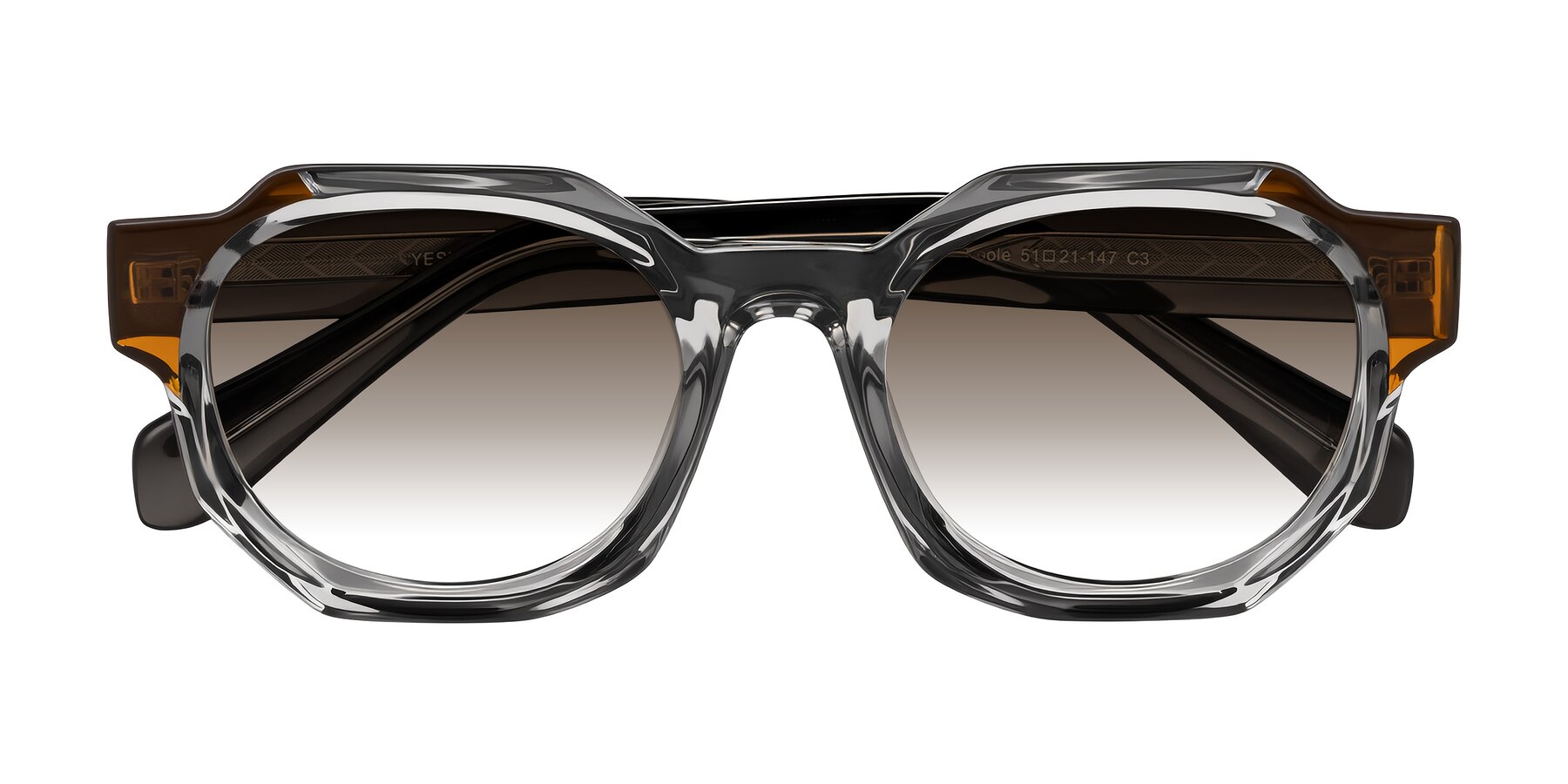 Folded Front of Poole in Transparent Gray with Brown Gradient Lenses