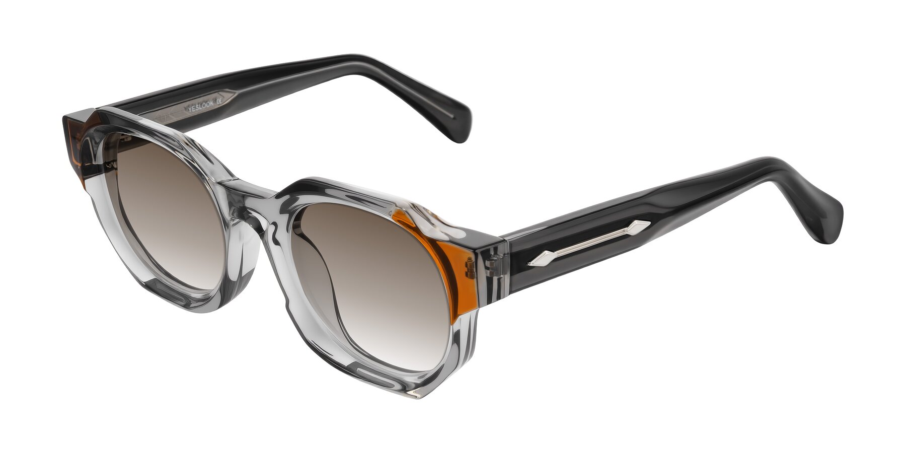 Angle of Poole in Transparent Gray with Brown Gradient Lenses