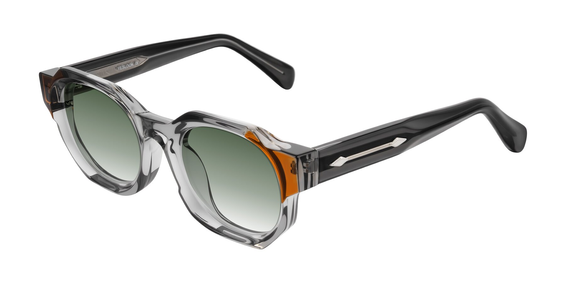 Angle of Poole in Transparent Gray with Green Gradient Lenses