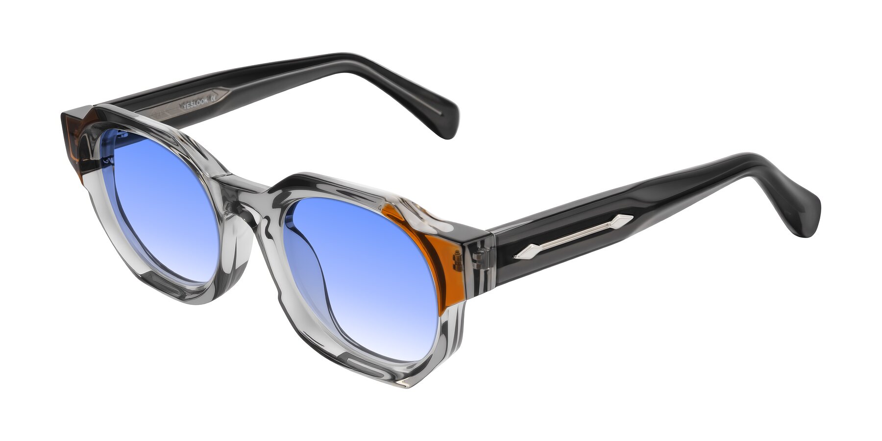 Angle of Poole in Transparent Gray with Blue Gradient Lenses