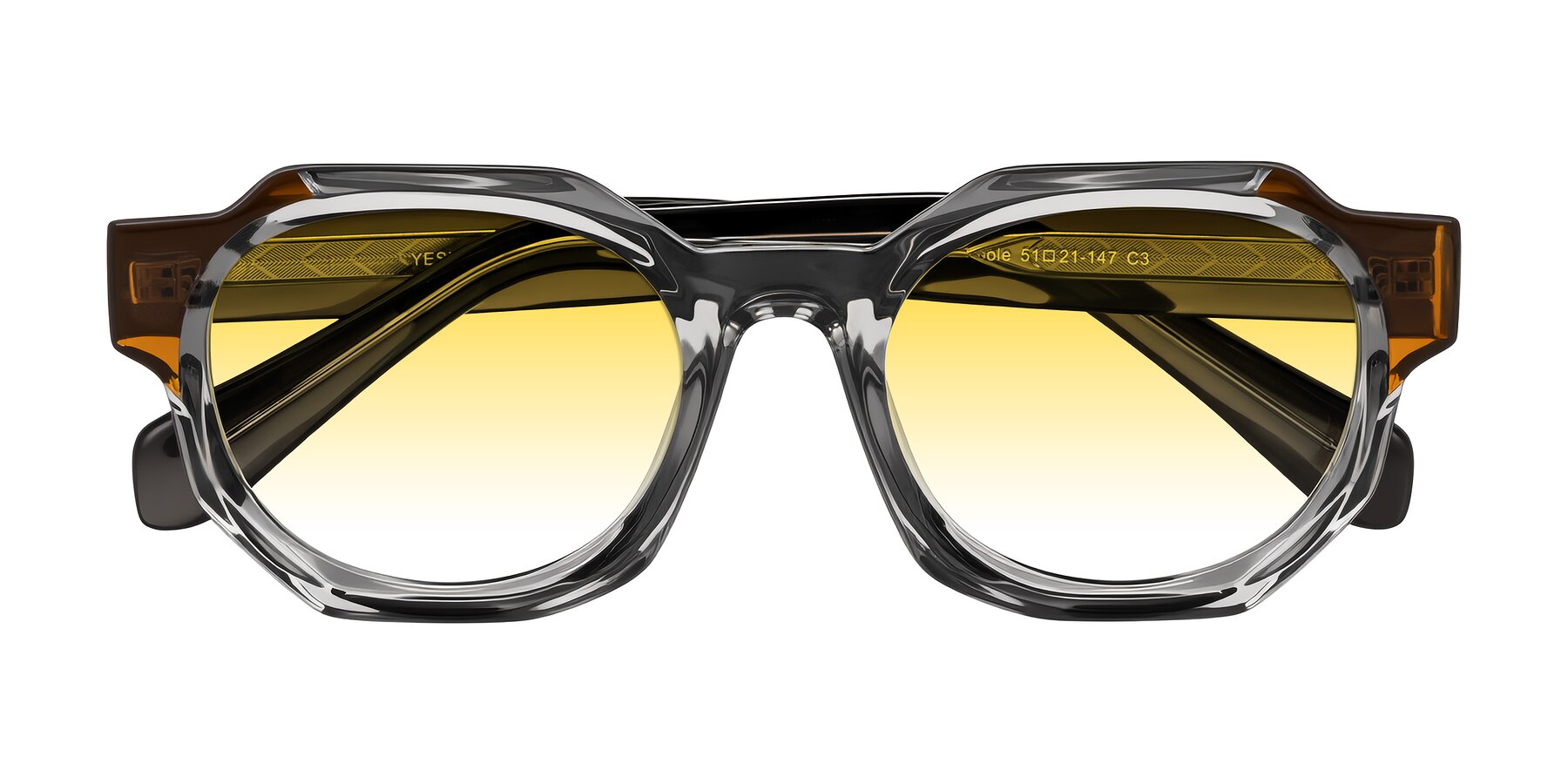 Folded Front of Poole in Transparent Gray with Yellow Gradient Lenses