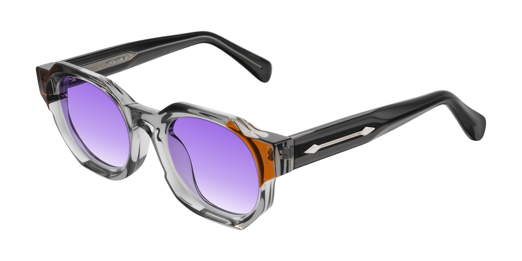 Angle of Poole in Transparent Gray with Purple Gradient Lenses