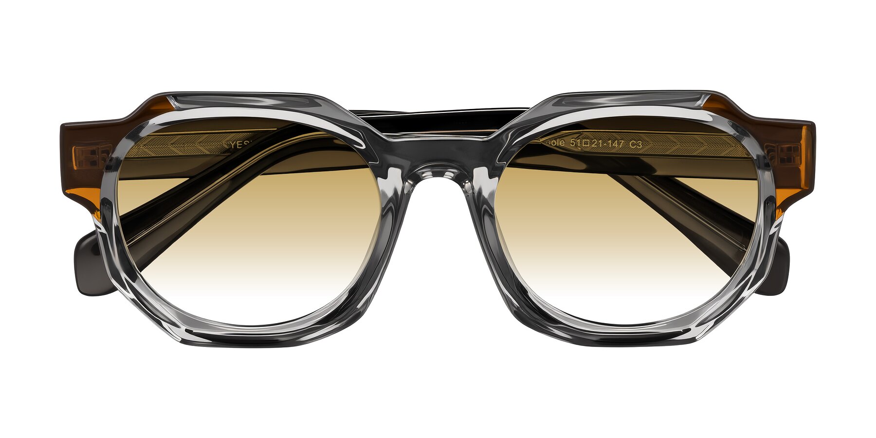 Folded Front of Poole in Transparent Gray with Champagne Gradient Lenses