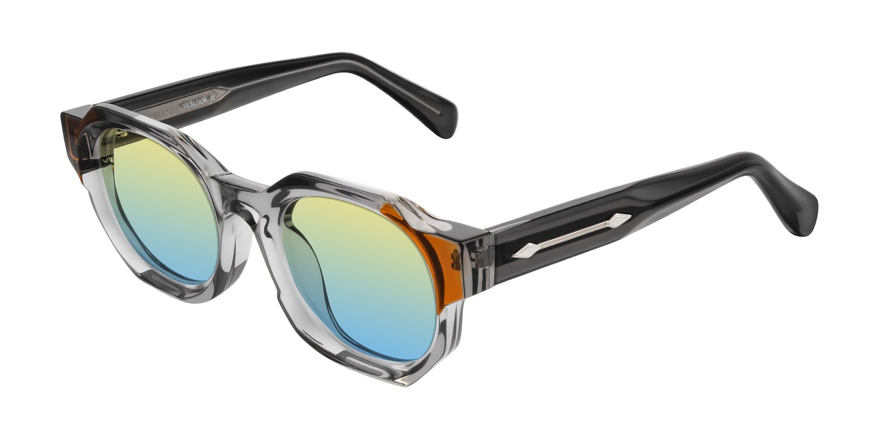 Angle of Poole in Transparent Gray with Yellow / Blue Gradient Lenses