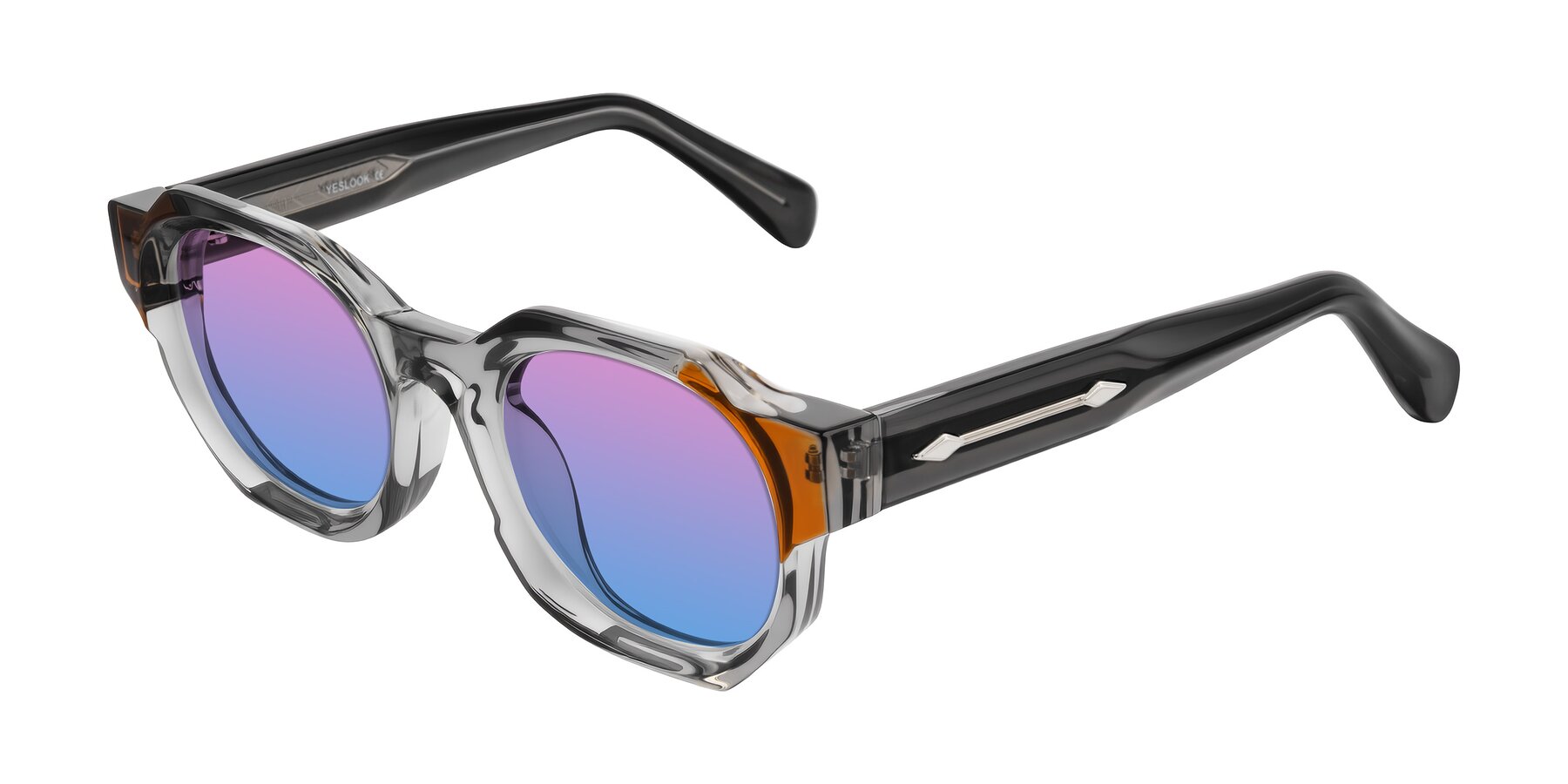 Angle of Poole in Transparent Gray with Pink / Blue Gradient Lenses