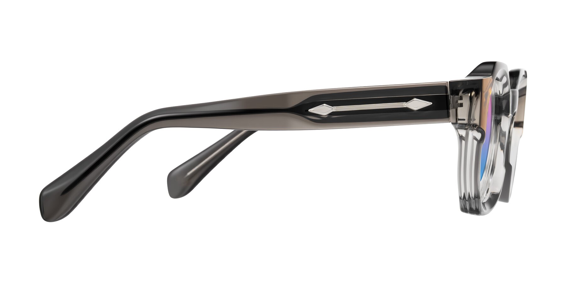 Side of Poole in Transparent Gray with Pink / Blue Gradient Lenses