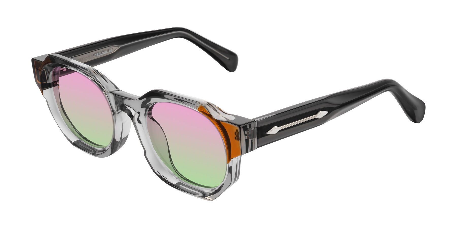 Angle of Poole in Transparent Gray with Pink / Green Gradient Lenses