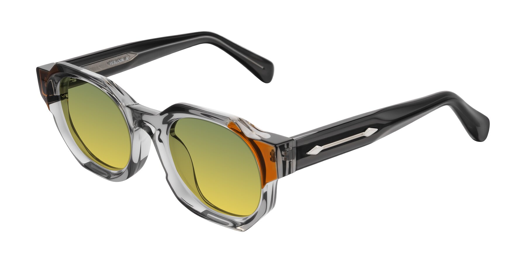 Angle of Poole in Transparent Gray with Green / Yellow Gradient Lenses