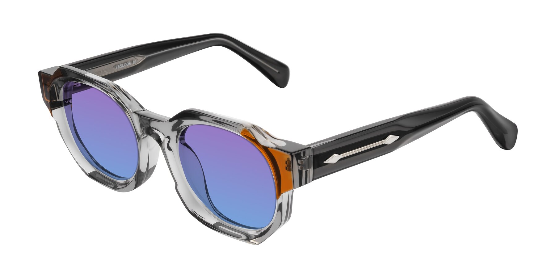 Angle of Poole in Transparent Gray with Purple / Blue Gradient Lenses