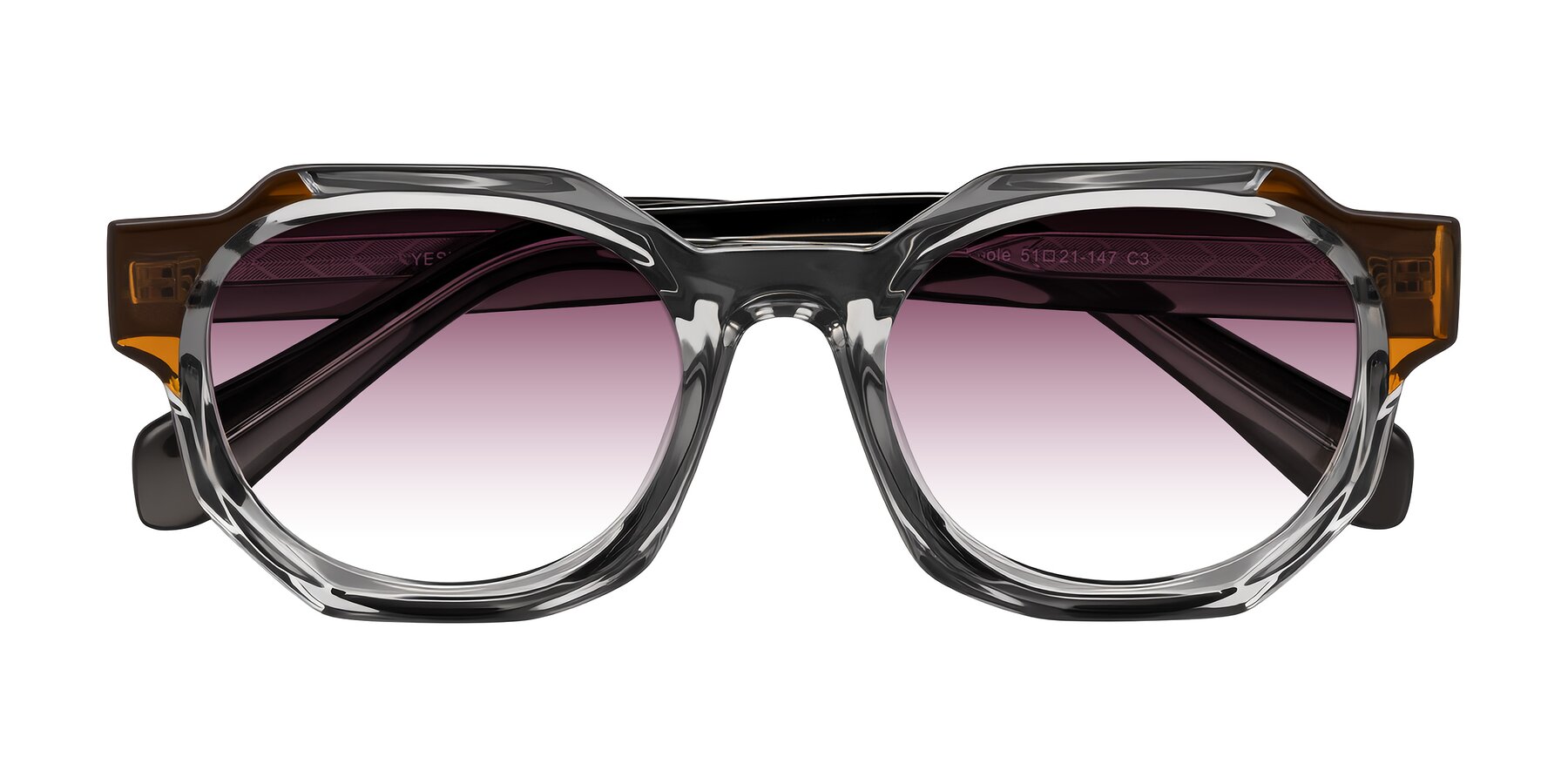 Folded Front of Poole in Transparent Gray with Wine Gradient Lenses