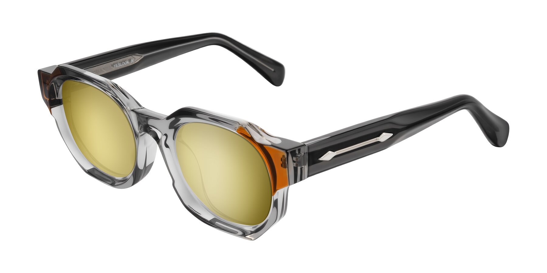 Angle of Poole in Transparent Gray with Gold Mirrored Lenses
