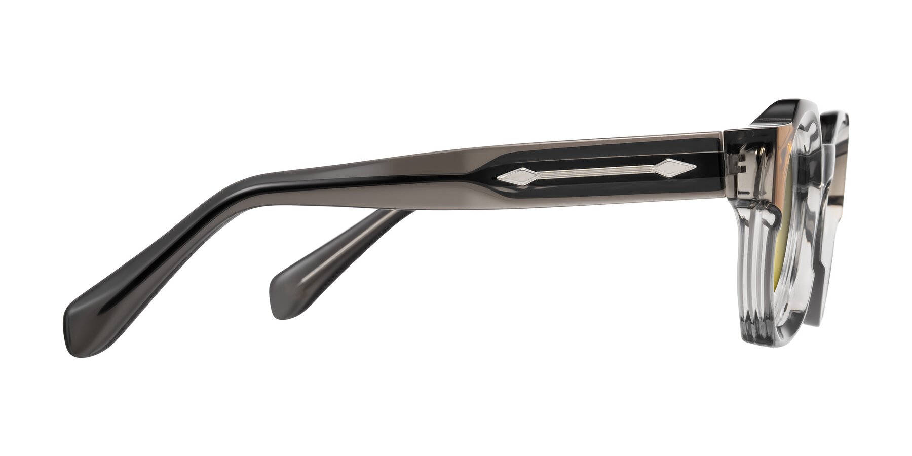 Side of Poole in Transparent Gray with Gold Mirrored Lenses