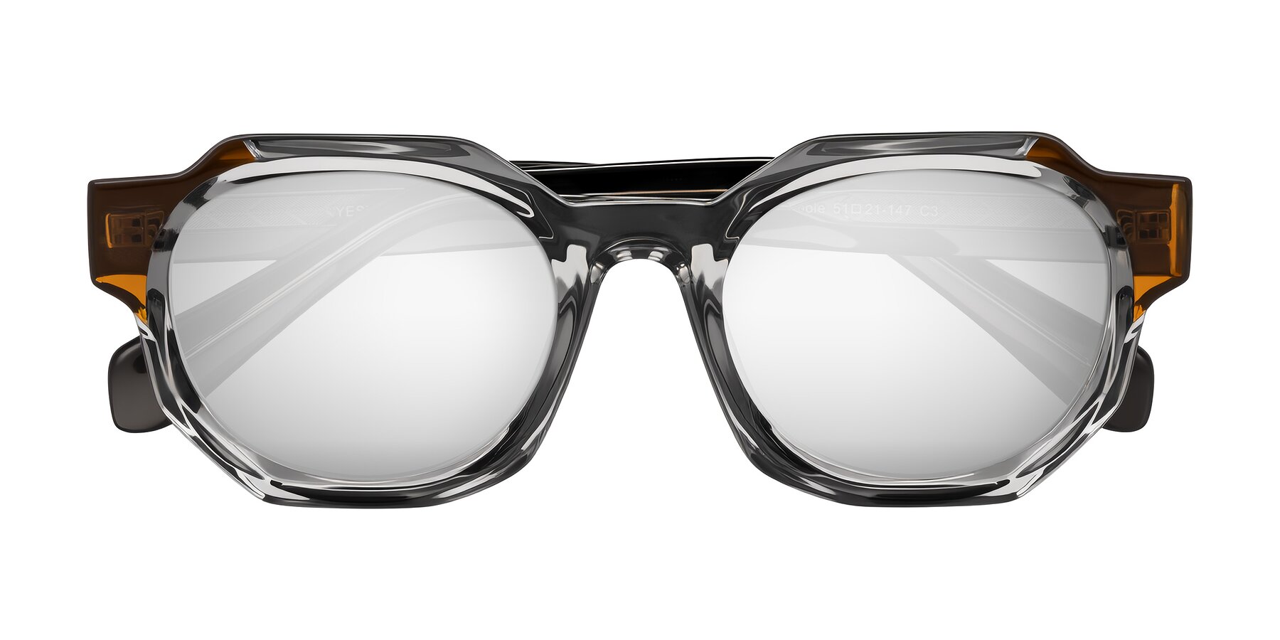 Folded Front of Poole in Transparent Gray with Silver Mirrored Lenses