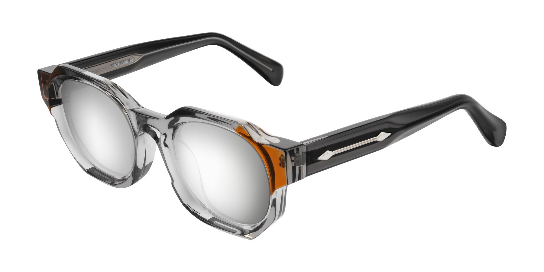 Angle of Poole in Transparent Gray with Silver Mirrored Lenses