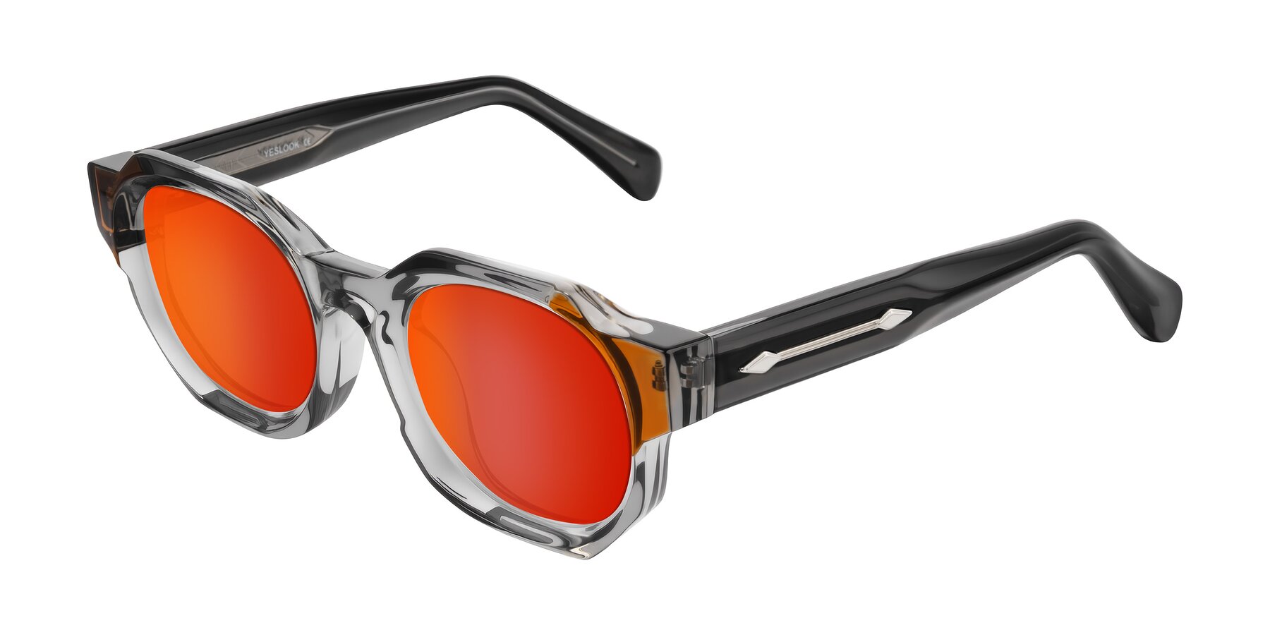 Angle of Poole in Transparent Gray with Red Gold Mirrored Lenses