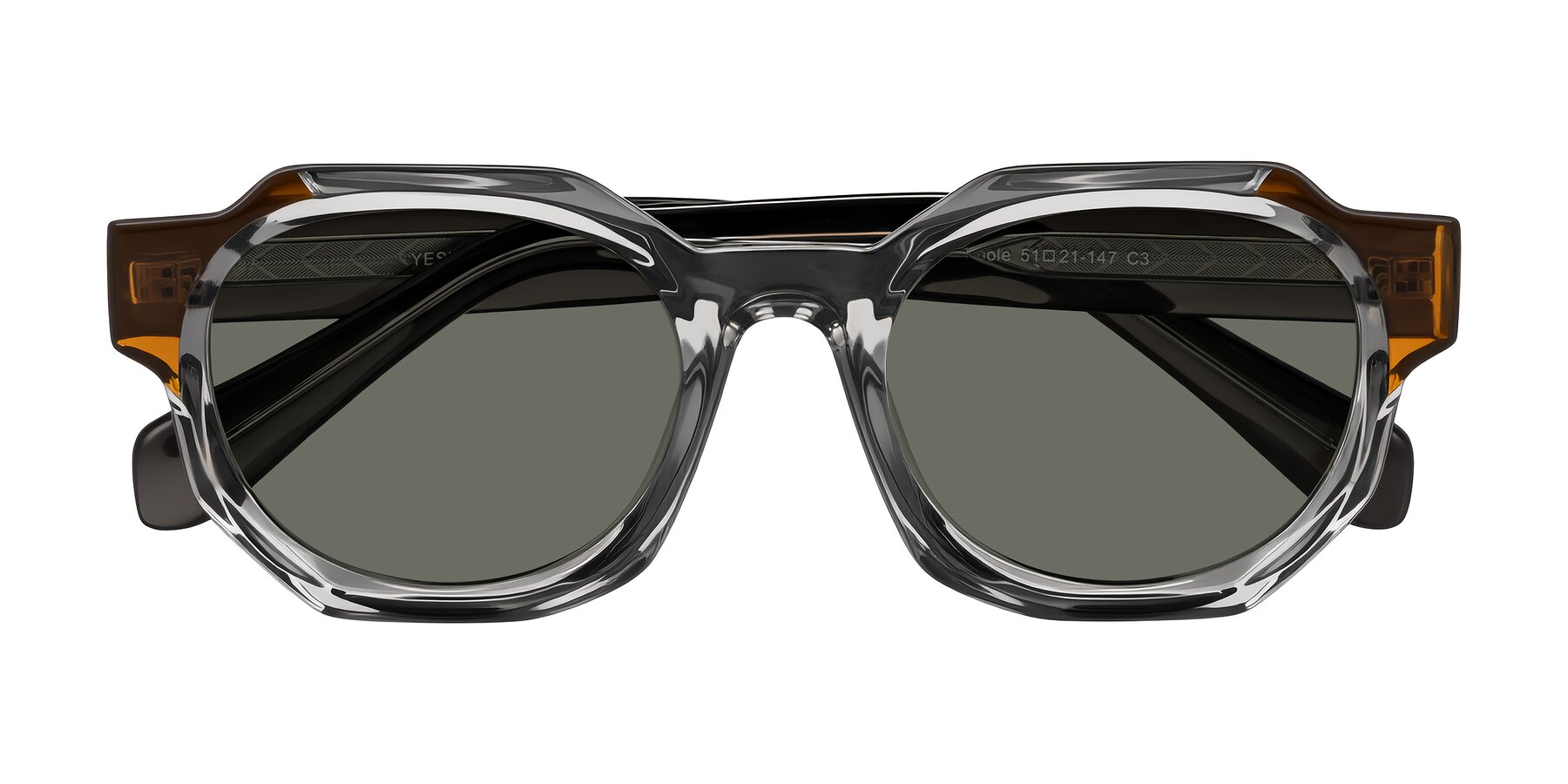 Folded Front of Poole in Transparent Gray with Gray Polarized Lenses