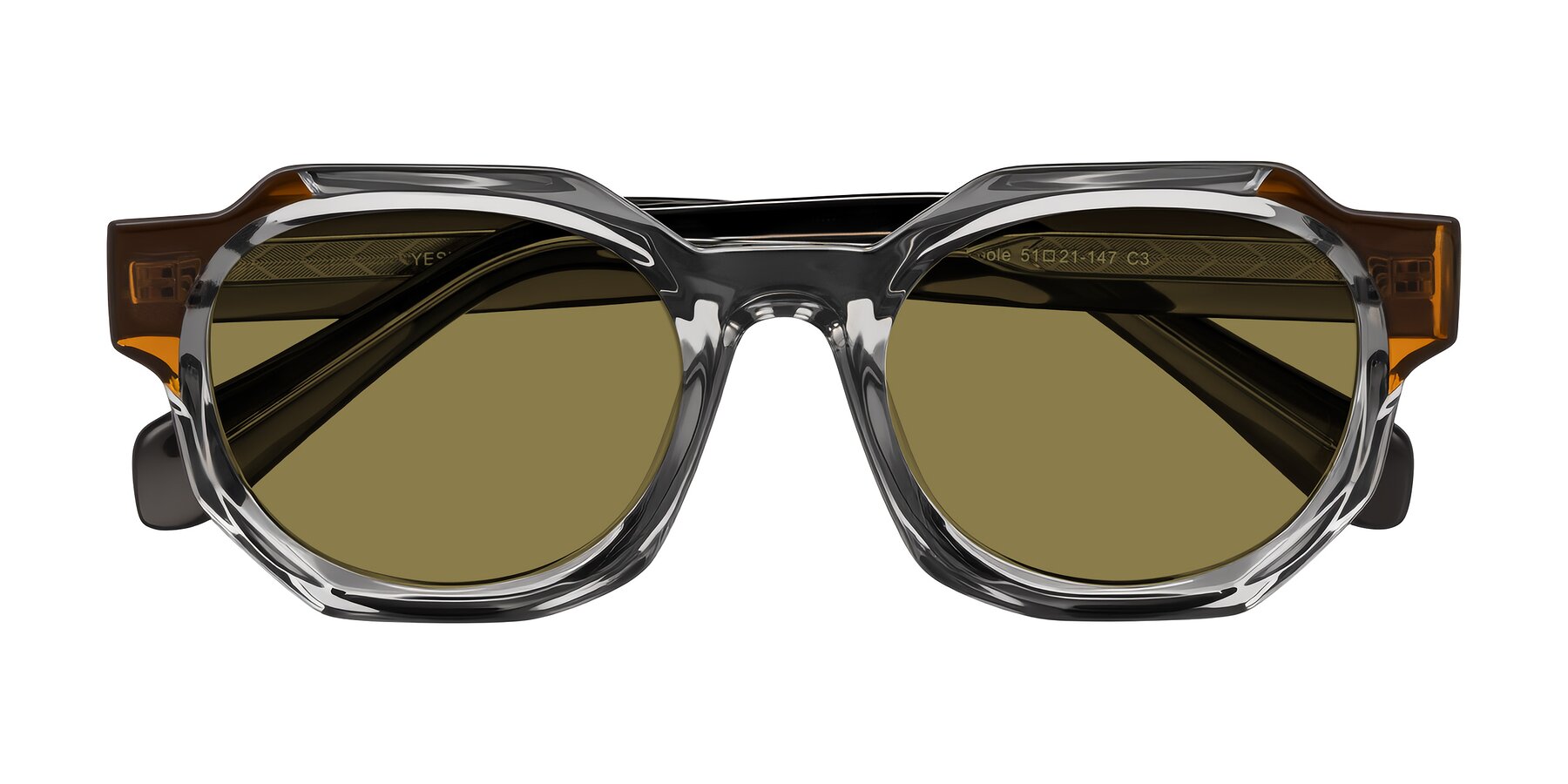 Folded Front of Poole in Transparent Gray with Brown Polarized Lenses