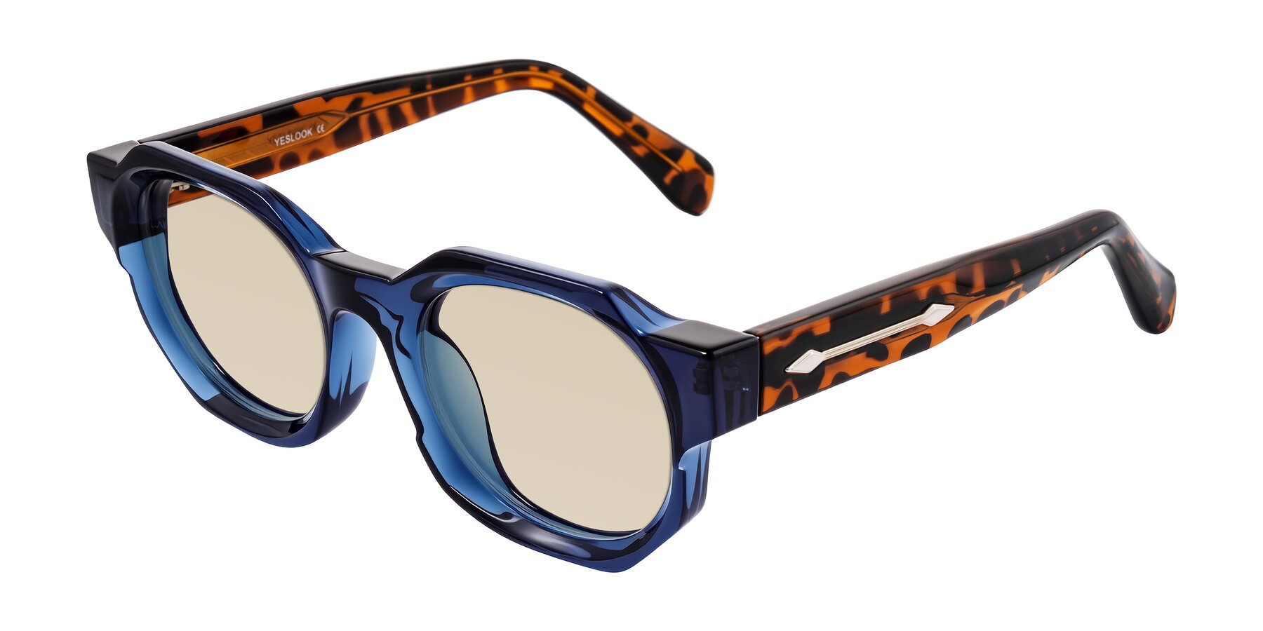 Angle of Poole in Blue/Leopard-Print with Light Brown Tinted Lenses