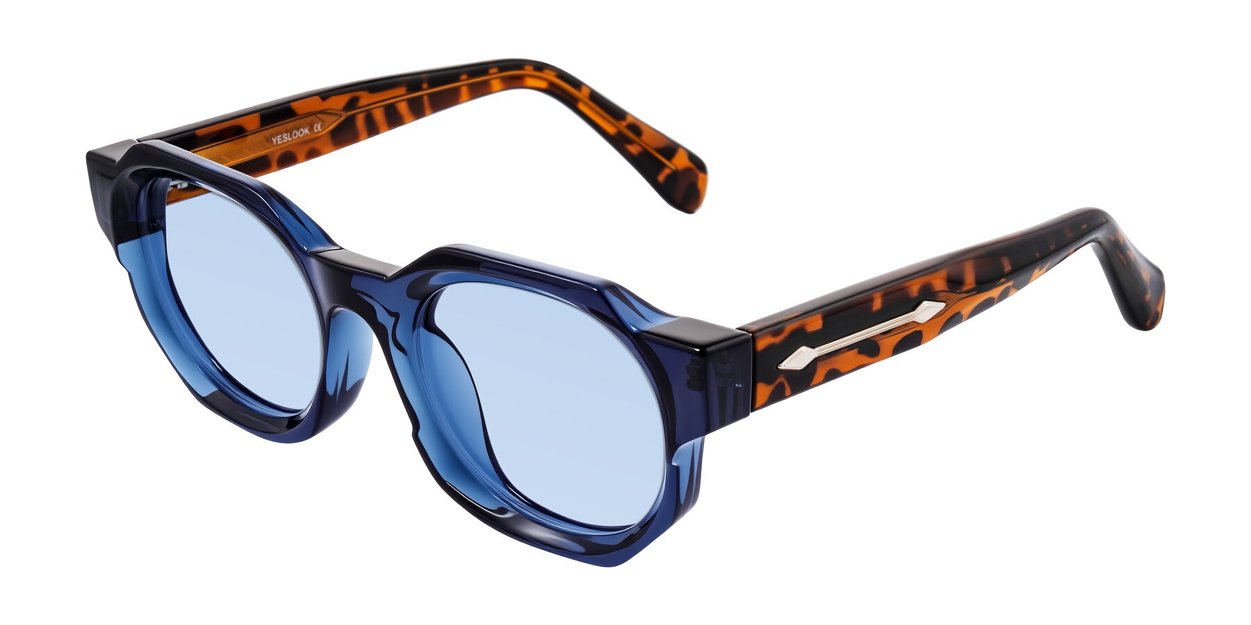 Angle of Poole in Blue/Leopard-Print with Light Blue Tinted Lenses