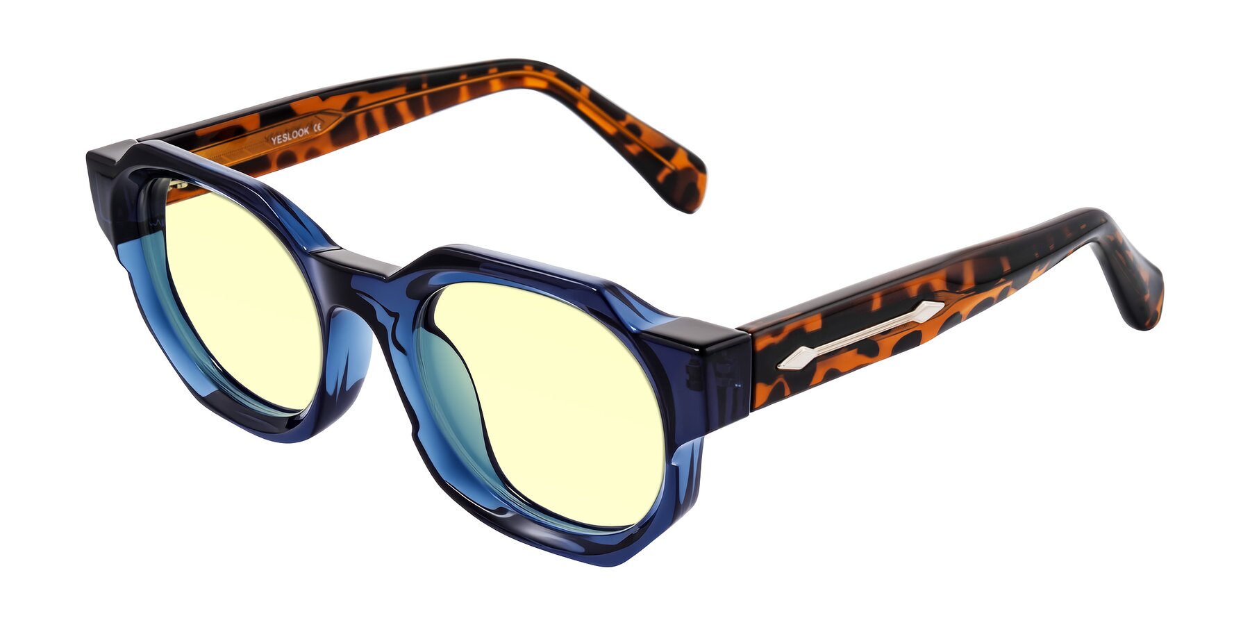 Angle of Poole in Blue/Leopard-Print with Light Yellow Tinted Lenses