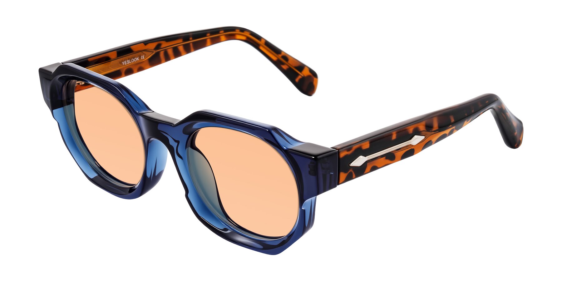 Angle of Poole in Blue/Leopard-Print with Light Orange Tinted Lenses