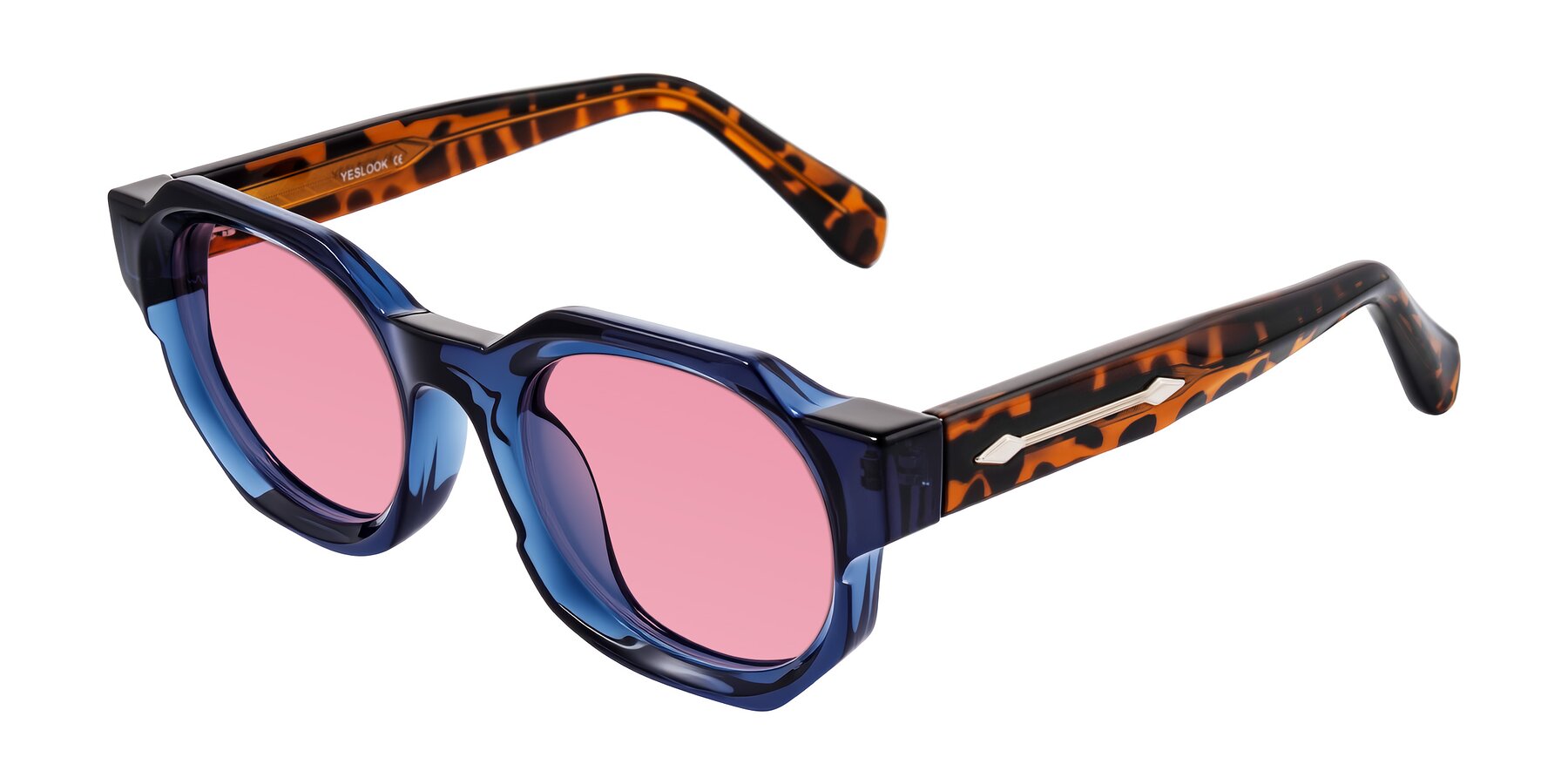 Angle of Poole in Blue/Leopard-Print with Pink Tinted Lenses