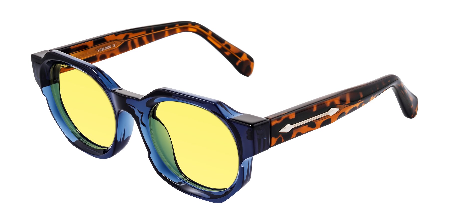 Angle of Poole in Blue/Leopard-Print with Medium Yellow Tinted Lenses