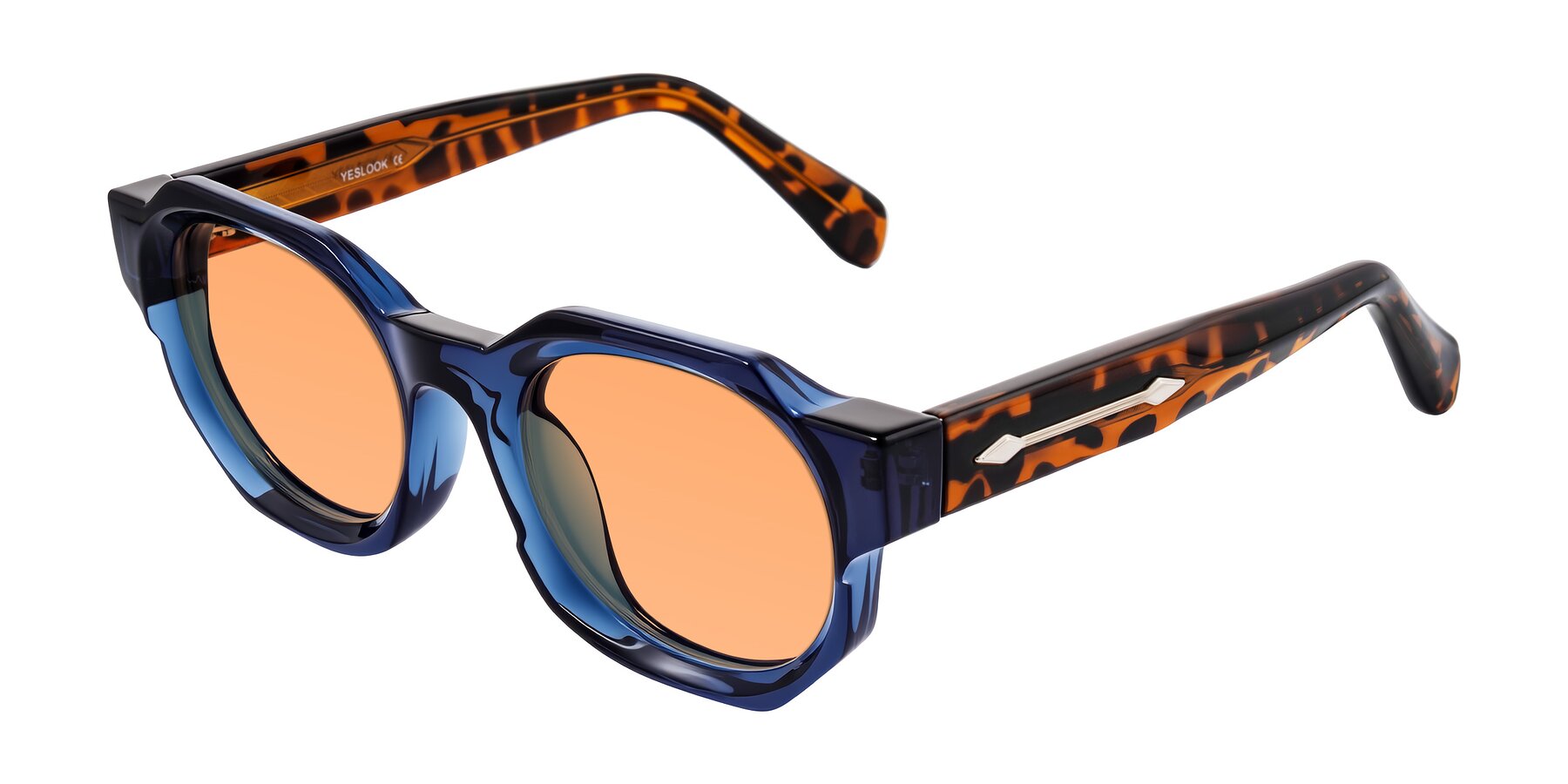 Angle of Poole in Blue/Leopard-Print with Medium Orange Tinted Lenses