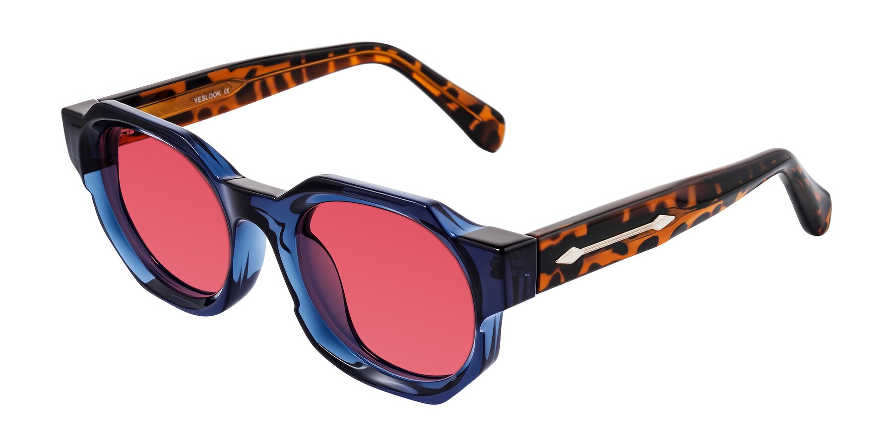 Angle of Poole in Blue/Leopard-Print with Red Tinted Lenses