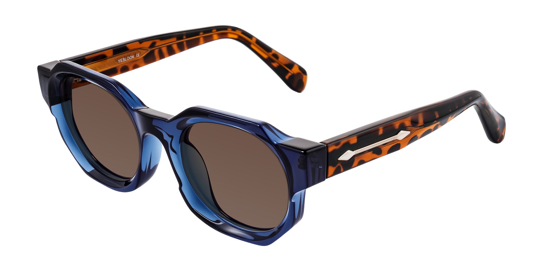Angle of Poole in Blue/Leopard-Print with Brown Tinted Lenses