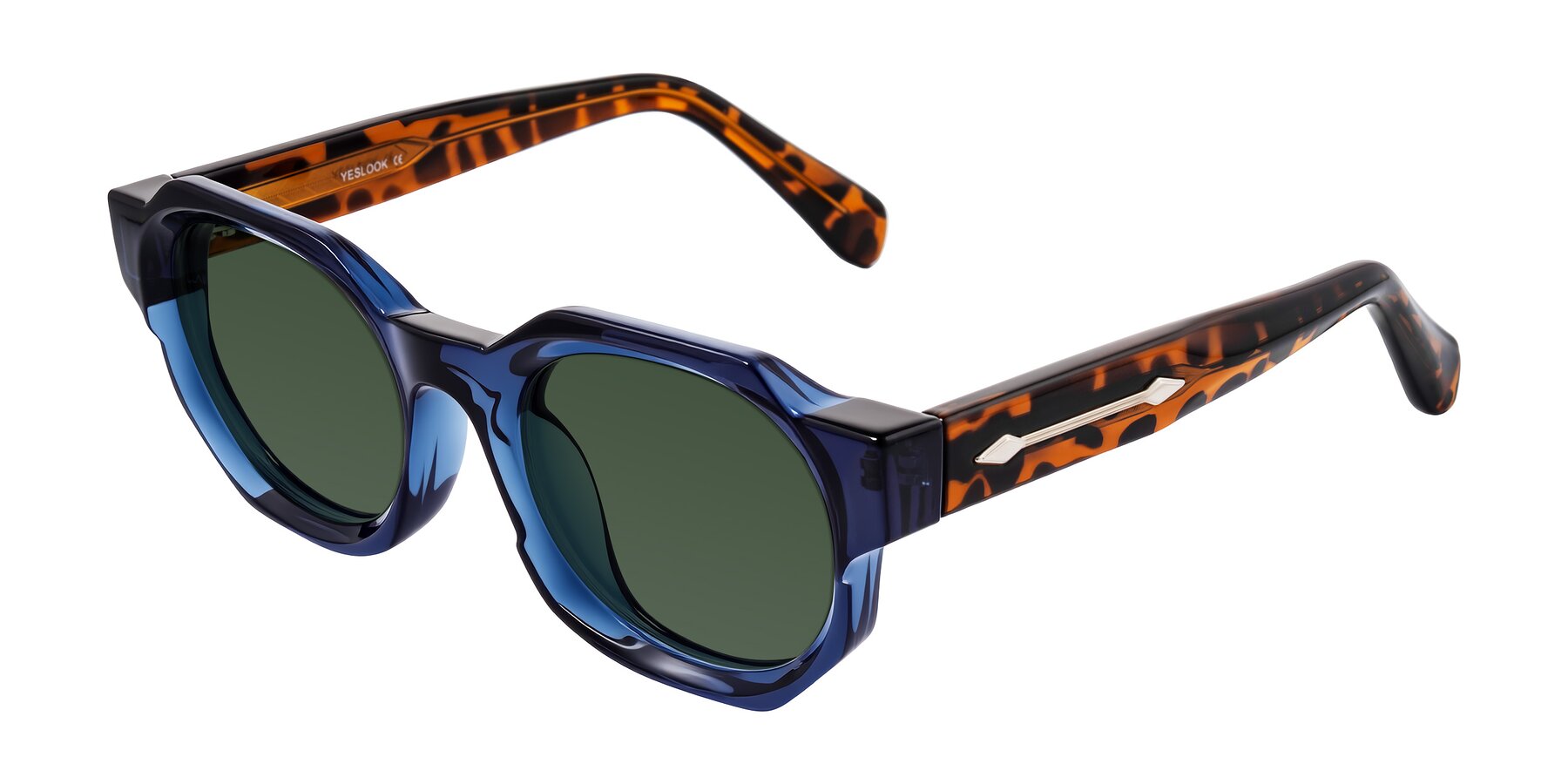 Angle of Poole in Blue/Leopard-Print with Green Tinted Lenses