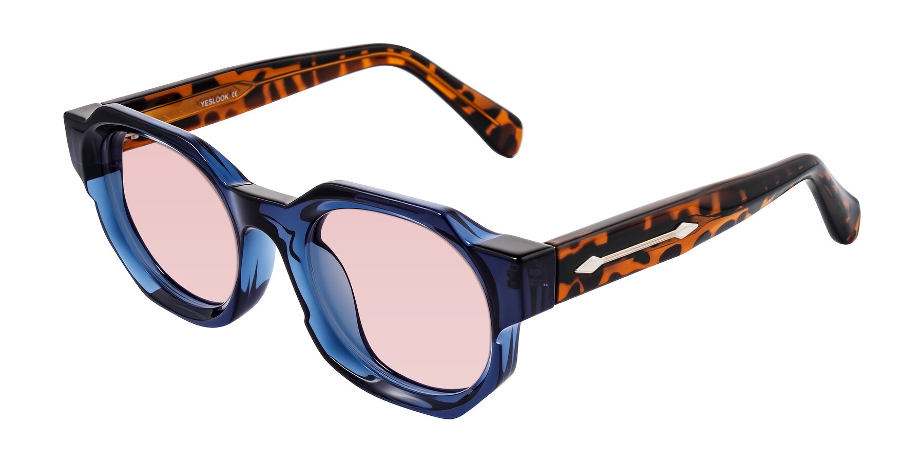 Angle of Poole in Blue/Leopard-Print with Light Garnet Tinted Lenses