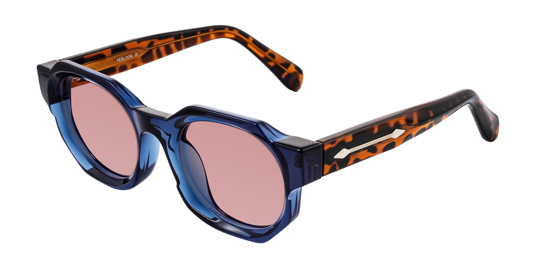 Angle of Poole in Blue/Leopard-Print with Medium Garnet Tinted Lenses