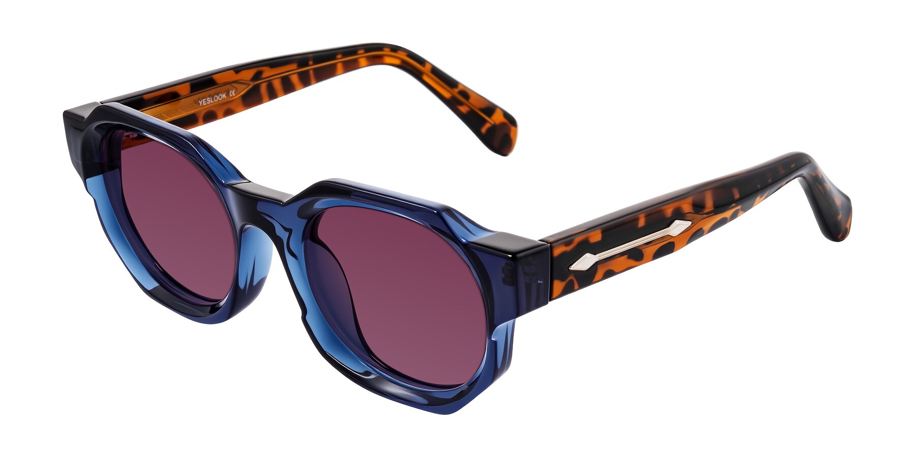 Angle of Poole in Blue/Leopard-Print with Wine Tinted Lenses