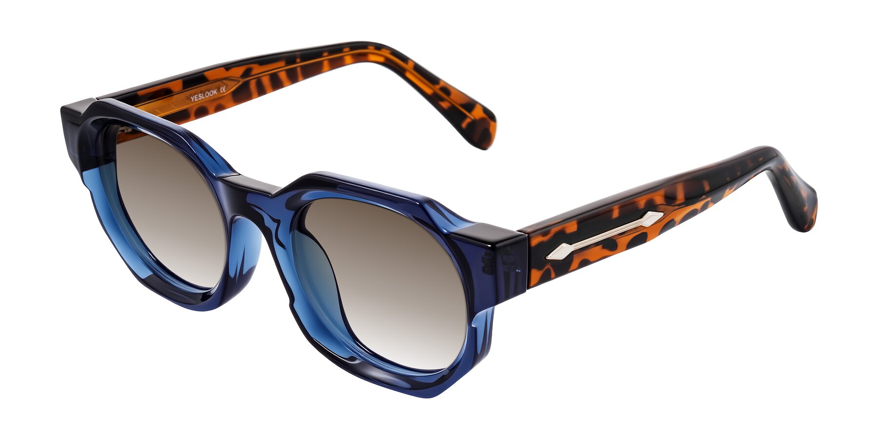 Angle of Poole in Blue/Leopard-Print with Brown Gradient Lenses