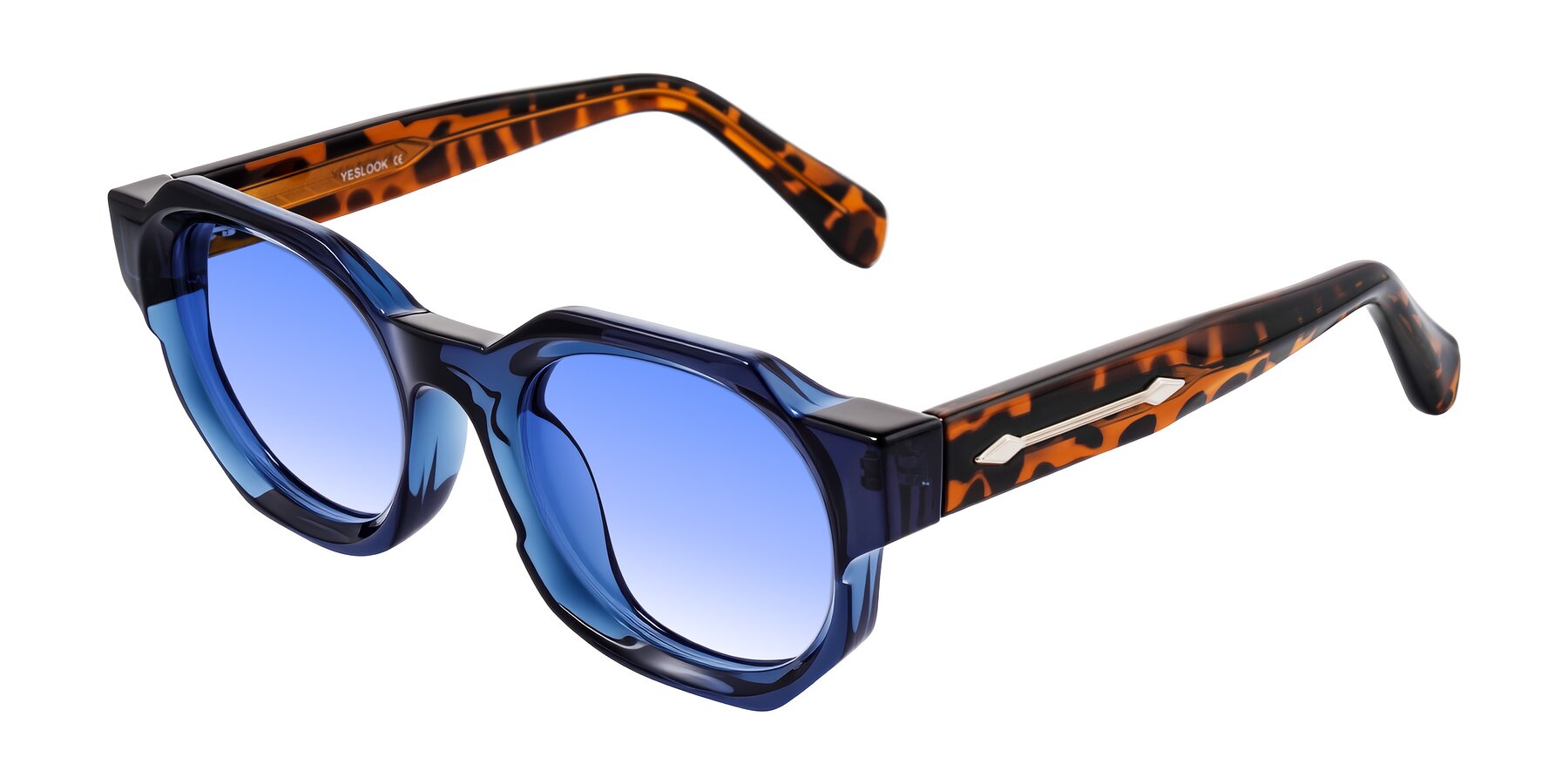 Angle of Poole in Blue/Leopard-Print with Blue Gradient Lenses