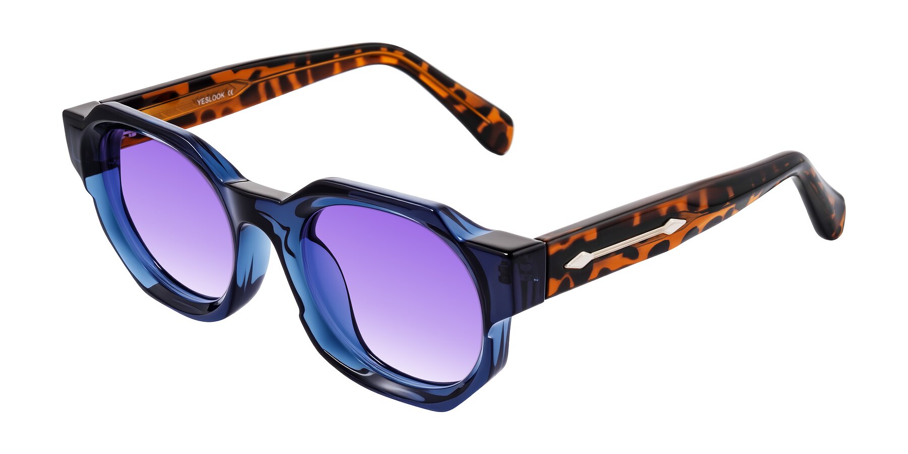 Angle of Poole in Blue/Leopard-Print with Purple Gradient Lenses