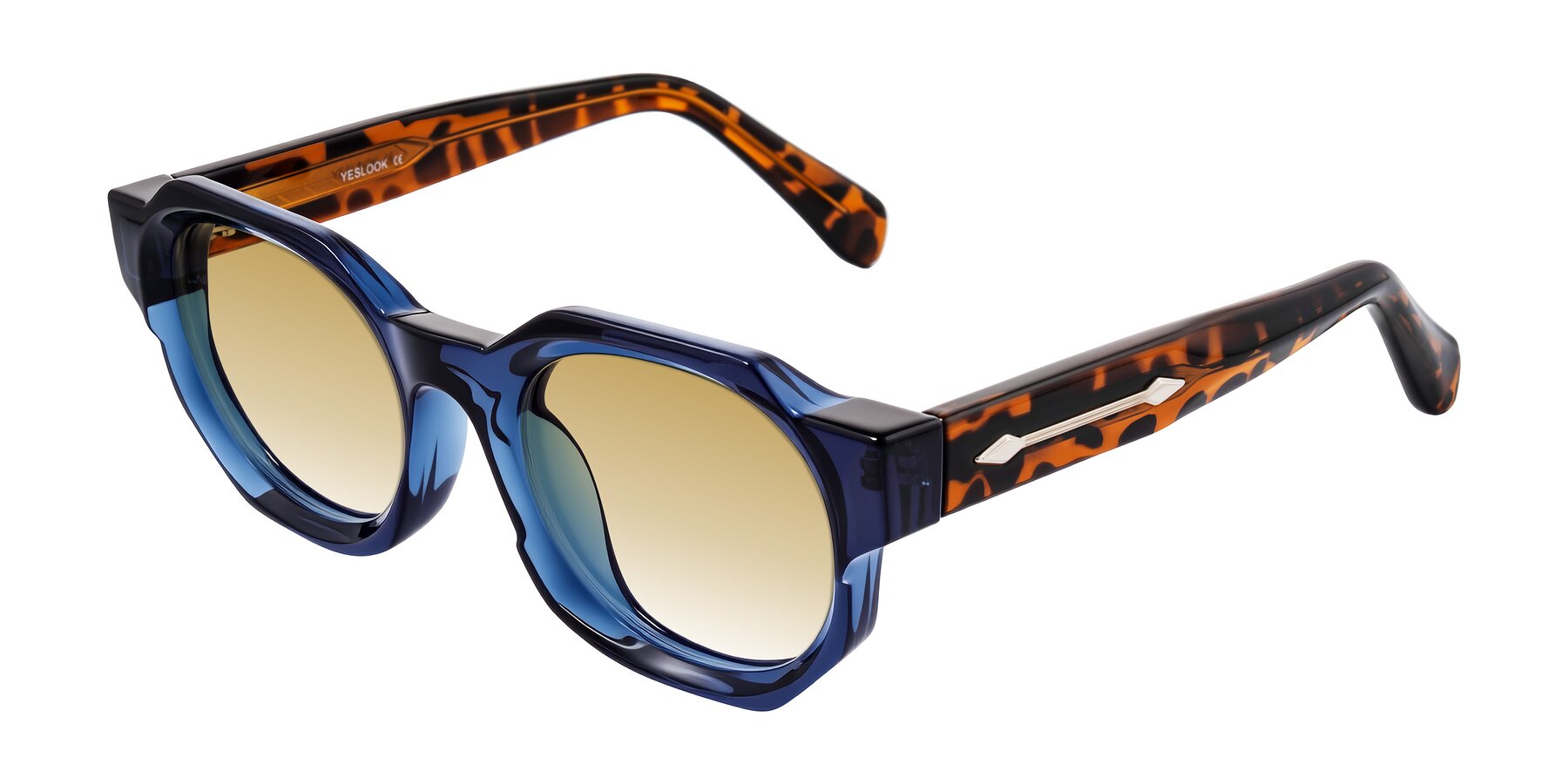 Angle of Poole in Blue/Leopard-Print with Champagne Gradient Lenses