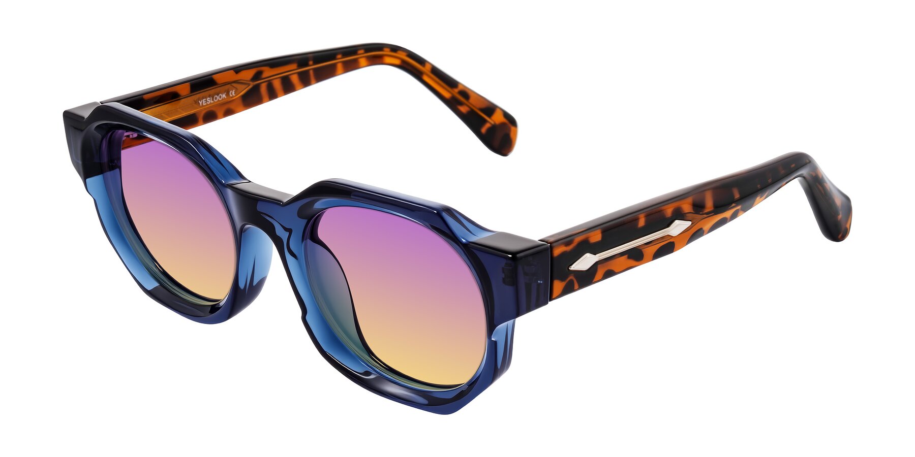 Angle of Poole in Blue/Leopard-Print with Purple / Yellow Gradient Lenses