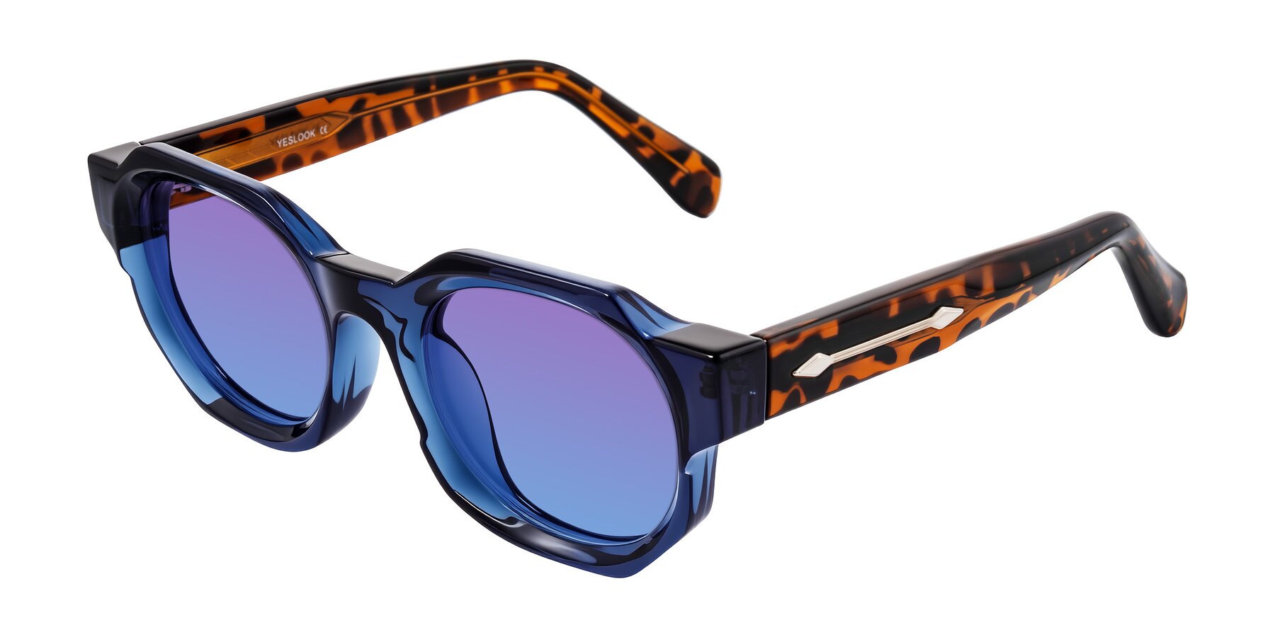 Angle of Poole in Blue/Leopard-Print with Purple / Blue Gradient Lenses