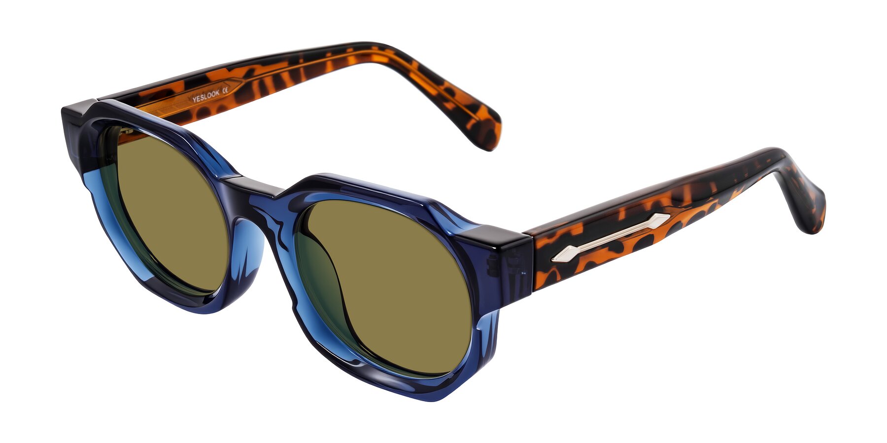 Angle of Poole in Blue/Leopard-Print with Brown Polarized Lenses