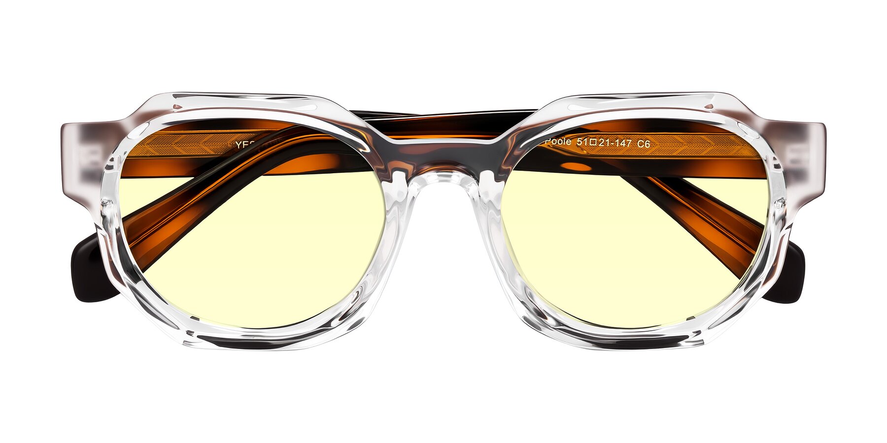 Folded Front of Poole in Clear/Tortoise with Light Yellow Tinted Lenses