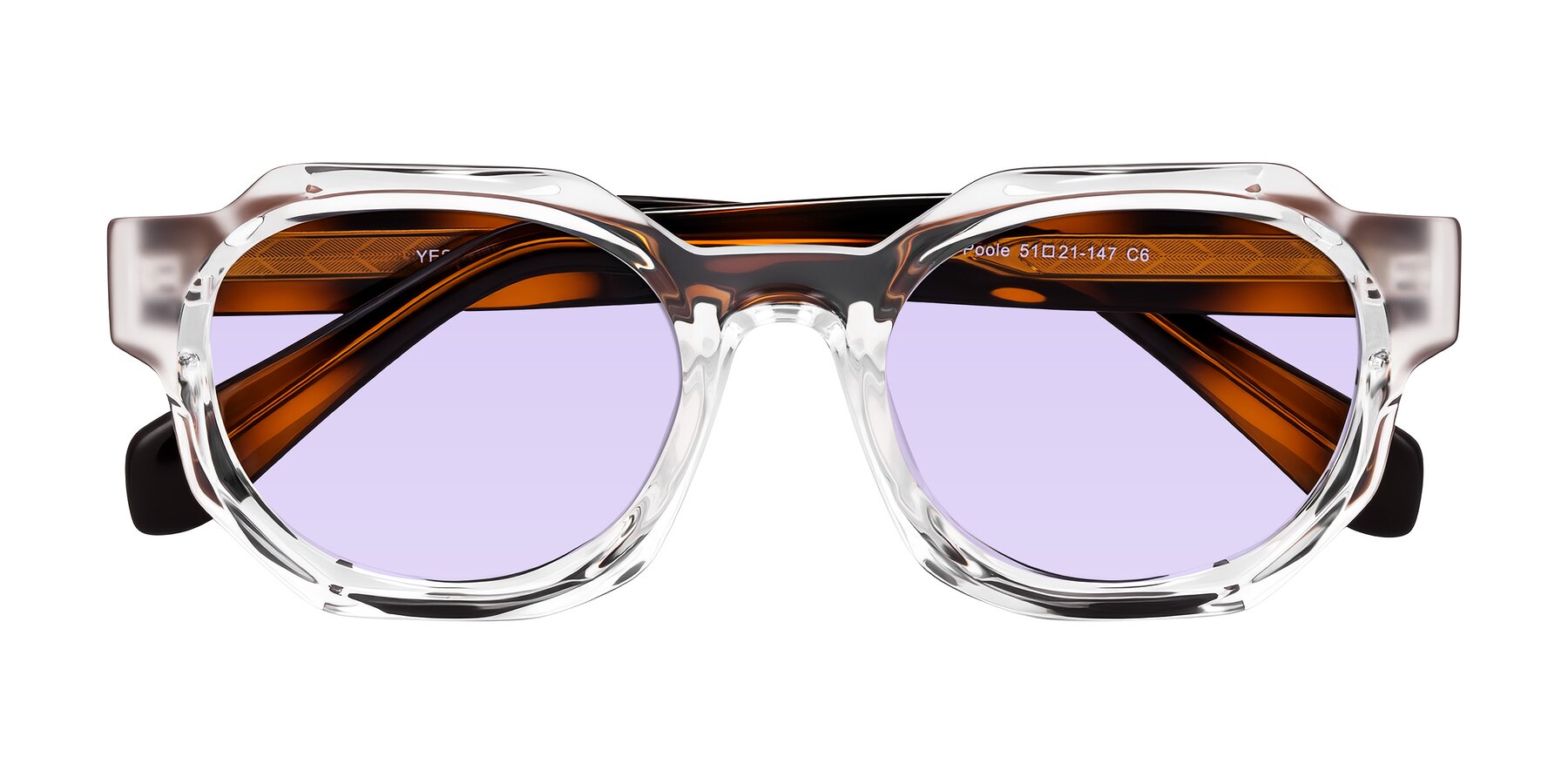 Folded Front of Poole in Clear/Tortoise with Light Purple Tinted Lenses