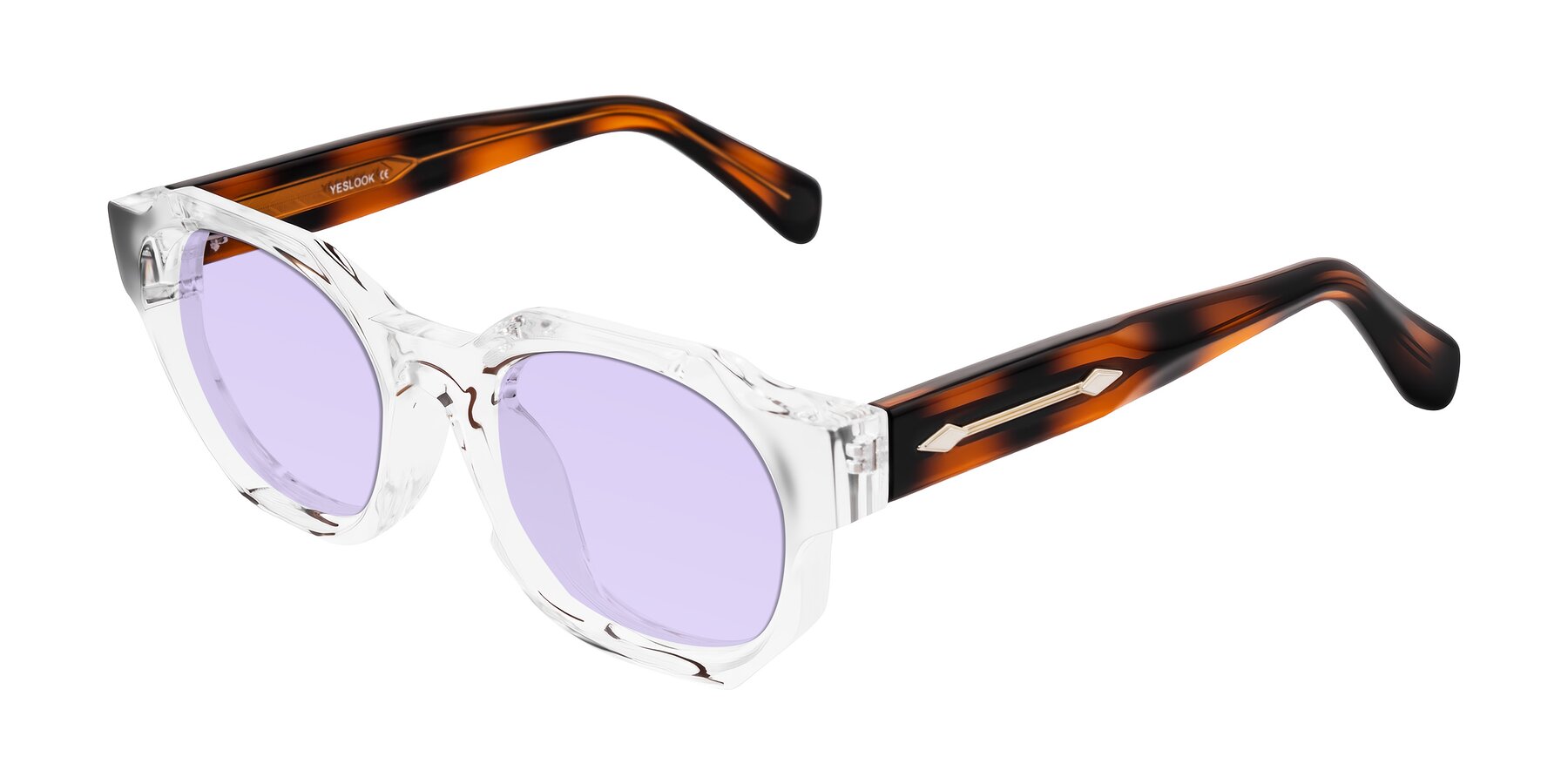 Angle of Poole in Clear/Tortoise with Light Purple Tinted Lenses